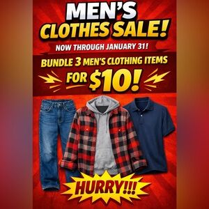 Men’s Clothing Sale!!!
